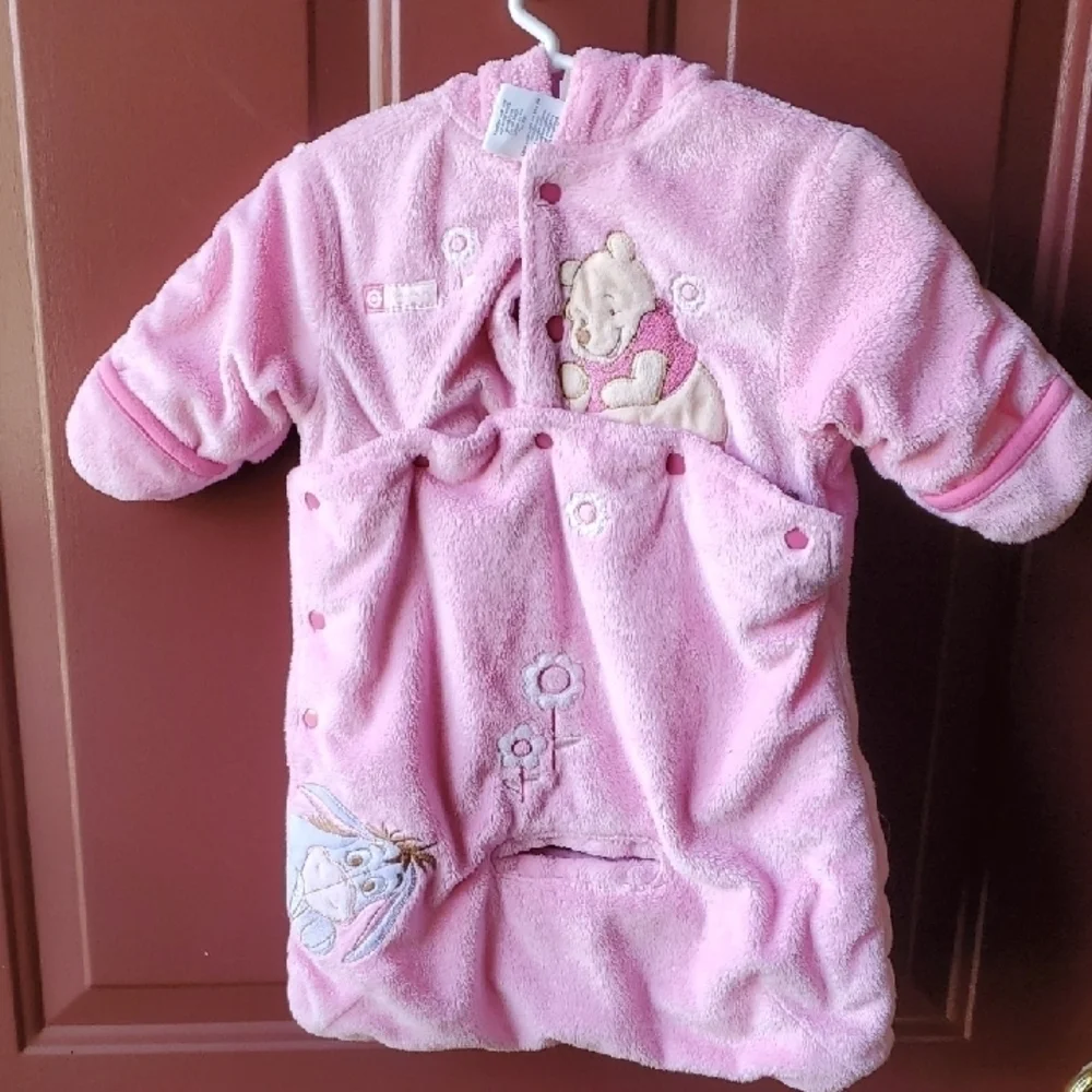 Disney Pooh And EYORE Pink Sleep Sacks with Hood and Cartoon Design